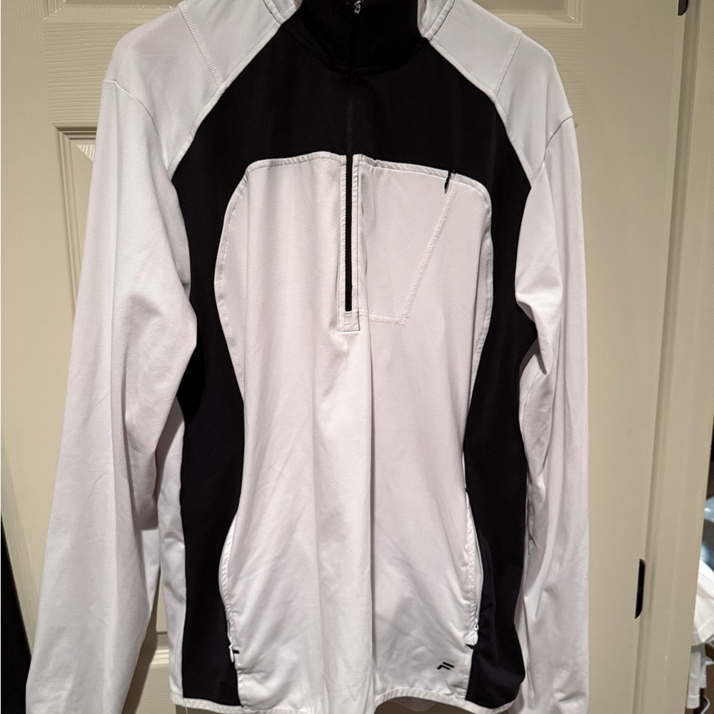 Fila Black and White 1/4 Zip Tennis Warm-Up Jacket